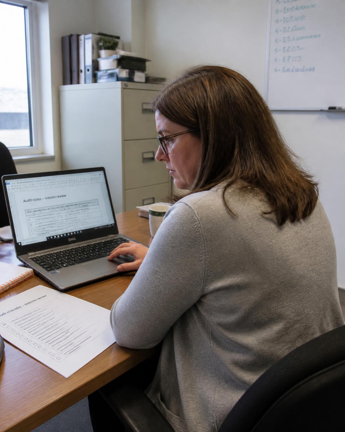 ISO consultant discussing audit findings with an operations manager on the shop floor